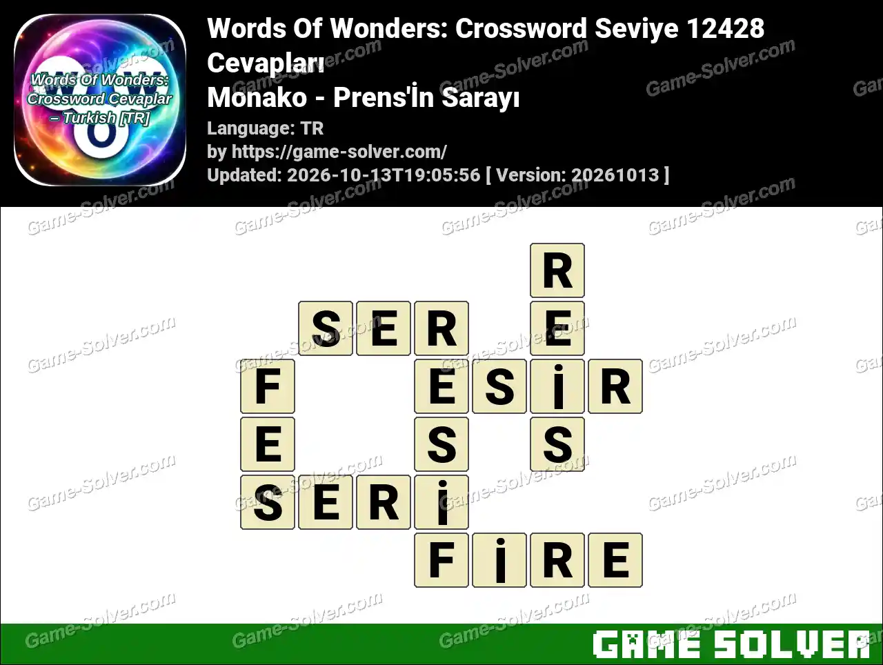 Words Of Wonders: Crossword Seviye 12428 Cevapları – Monako – Prens’İn Sarayı